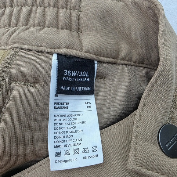 CQR Mens Khaki Tactical Outdoor Hiking Pants 36W/29L Relaxed Fit Zip Pockets - Picture 5 of 7